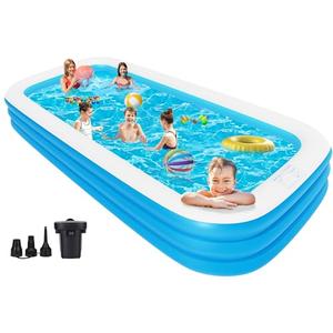 Large Inflatable Pool for Adults, 150" X 74" X 22" Big Swimming Pool Blow Up Pools, 2025 Upgraded Extra Oversized Thickened Family Pools for Backyard Summer Outdoor