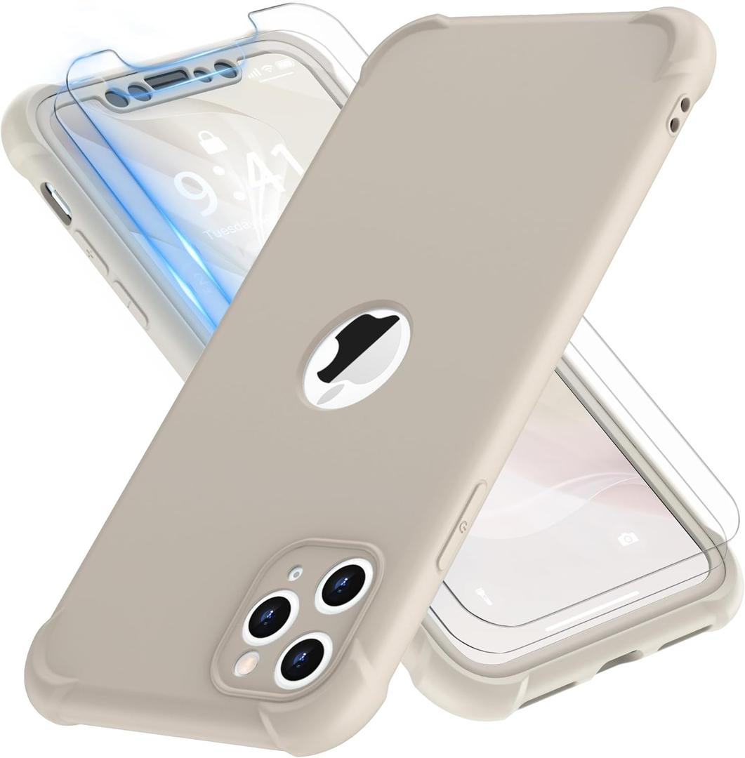 ORETECH for iPhone 11 Pro Case, with [2 x Screen Protectors] [10 Ft Military Grade Drop Test] [Camera Protection] 360 Shockproof Slim Thin Phone Case iPhone 11 Pro Cover 5.8" - Stone