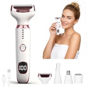 Wet & Dry Electric Razor for Women Men,4 in 1 Rechargeable Led Display Electric Shaver and Facial Hair Remover,Painless Ladies Body Razors for Nose Face Body Leg Bikini Arm Hair