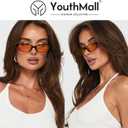 Retro Oval Sunglasses for Women Small Oval 90s Sunnies Trendy Narrow Cat Eye Vintage Shades 2 Pack