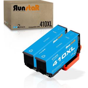 Run Star 2 Pack Remanufactured for 410XL T410XL Cyan Ink Cartridge Replacement for Epson 410XL T410XL use for Epson Expression XP-530 XP-630 XP-635 XP-640 XP-830 XP-7100 Printer (2 Cyan)