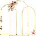 Toolterritary Wedding Arch Backdrop Stand 7.2FT, 6.6FT, 6FT Set of 3 Gold Metal Balloon Arch Stand with Stable Base, Banner Stand, Photography Backdrop, Party, Birthday, Baby Shower Decor