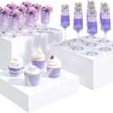 Buffet Risers, Food Display Risers for Party, White Acrylic Risers Display Stand for Buffet Table, Catering Displays for Dessert, Cube Box Nesting Riser with Hollow Bottoms (8"x9"x10" 3PCS)