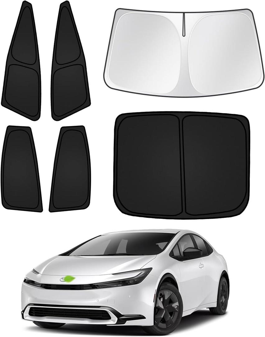 Sunshades for Toyota Prius 2023-2025 2026 Accessories Windshield Sun Shade Side Rear Window Shade Cover Sun Visor Shield Privacy Protection Keep Vehicle Cool Black 6PCS