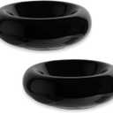 6.1 Inch Cat Bowls, 7 oz Ceramic Cat Food Bowl, Whisker Fatigue Relief Bowl, Anti-Vomiting, Protect Spine, Perfect for Indoor Cats(2pc Black)