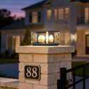 MVBT Solar Post Light, 7.9 Inches Outdoor Modern Glass Column Lights IP54 Waterproof Cap Fence Deck Pillar Lamp, 3000K LED Lighting Luxury Landscape Lantern for Garden Patio Yard Entrance Decoration