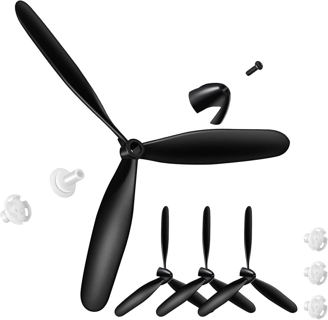 Outus 3 Sets Spare RC Plane Propellers 3 Blade Propeller Compatible with 76111 BF109 Remote Control Radio Controlled Airplane Carbon Fiber Nose Cone with Savers and Adapters