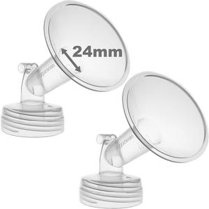 Nenesupply 24mm 2 pc Flanges Compatible with Spectra S2 S1 9 Plus Synergy Gold Breastpump Replacement to Spectra Pump Parts Flange Accessories Wide Mouth Work with Valve Backflow Protector Bottle
