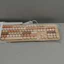 Wired Keyboard, 104 Keys Full-Sized Typewriter Keyboards, USB Plug and Play Office Keyboard with Number Pad, Caps Indicators, Foldable Stands for Windows, PC, Laptop, Desktop (Milk-Tea)