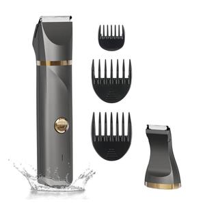 AREYZIN Body Hair Trimmer for Women Electric Body Shaver for Back Chest Armpit Legs Pubic Hair, USB Rechargeable, Replaceable Snap-in Ceramic Blades, IP7X Waterproof for Wet and Dry Use, Gray & Gold