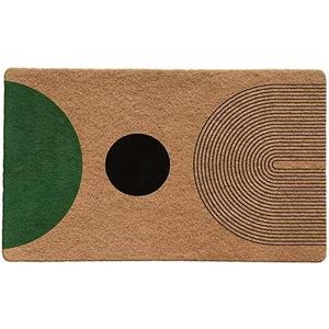 Luvadian Mid Century Modern Boho Door Mat - Boho Welcome Mat, Modern Green and Black Indoor/Outdoor Entrance Mat, 17x30 Inch