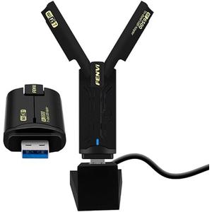 Fenvi WiFi 7 USB Adapter 6500Mbps - Tri-Band (6GHz/5GHz/2.4GHz), 160MHz, WPA3, USB 3.0 Wireless Dongle for Gaming & Streaming - Ultra-Low Latency, Plug & Play Windows 11/10 Compatible Desktop PC