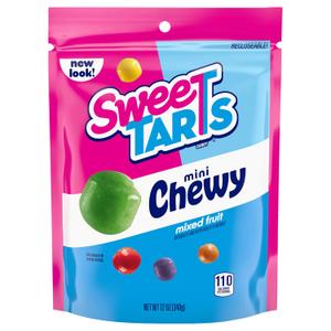 SweeTARTS Mini Chewy Candy, Mixed Fruit Flavors (Cherry, Grape, Lemon, Apple & Orange), Sweet & Tart Chewy Candy, 12 oz Bag (EXP 04/28/27)