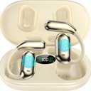 Real-Time AI Translation Earbuds, Open-Ear Audifonos Traductores Ingls Espaol Two-Way Translator Headphones, Bluetooth Wireless Earhooks for Business, Travel, Learning, Meetings (Oatmeal Beige)