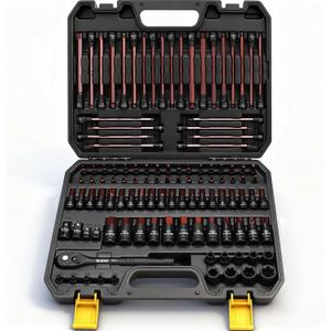 112-Piece Torx and Allen Bit Socket Set, 1/4", 3/8",1/2" Drive Bit Socket Set with Ratchet Wrench, Adapters, Extra Long & Tamper Proof torx/Hex/Ball End Hex/E-torx, SAE & Metric