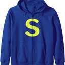 Letter S in Yellow on blue Costume Halloween Party Zip Hoodie