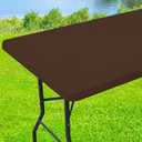 Moosfor Spandex 4 Foot Rectangle Table Cloth, Elastic Fitted Tablecloths for Picnic, Stretch Washable Patio Table Cover for Outdoor, Camping, Banquet and Parties (Coffee, 24"x48")