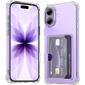 for 2025 iPhone 17 Case Wallet Phone Case With Card Holder Clear Protective Phone Case with Credit Card Holder Heavy Duty Protection Anti-Scratch Compatible for New iPhone 17 6.3in Transparent