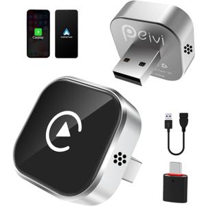 Wireless Carplay Adapter for Apple iPhone & Android Auto Wireless Adapter 2 in 1,2025's Newly Upgraded,Ultra-Compact Design,Larger Vents,Faster and More Stable Connection,for iOS 10+ & Android 11+