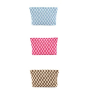 4 Pcs Checkered Makeup Bag Preppy Cosmetic Bag Bulk Pink Black Makeup Pouch Personalize Travel Toiletry Bag Organizer Cute DIY Makeup Brushes Storage Bag for Women