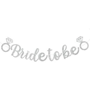 2 x Glitter Silver Bride to Be Banner,Pre-Strung Bridal Shower Sign Garland,Bachelorette Party Decoration Wedding Shower Party Supplies(No DIY)