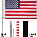 American Boat Flag Pole Kits Marine 12"x18", Stainless Steel Boat Flag Pole with 1x Storage Bag, Adjustable Flagpole Holder with 50 Embroidered Stars American Flag Boat Accessories