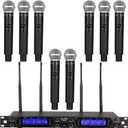 MicrocKing Wireless Microphone System, 8-Channels UHF Cordless Dynamic Handheld Mics, Long Range 400ft, Auto Connect, Ideal for Karaoke Party Wedding Speech and Outdoor Events