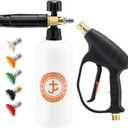 JOEJET Pressure Washer Gun with Foam Cannon, Car Wash Foam Gun with 1/4 Quick Connector, 5 Pressure Washer Nozzle Tips, 1 Liter