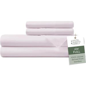 Hotel Sheets Direct 4 Piece Bed Sheet Set Full Size, 100% Viscose Derived from Bamboo Sheets Set with 2 Pillowcases, Cooling & Breathable Luxury Bedding, Moisture-Wicking & Silky Soft, Light Pink