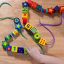 Melissa & Doug Deluxe Wooden Lacing Beads - Educational Activity with 27 Beads and 2 Laces