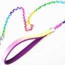 Rainbow Color Chain Chrome Plated Metal Dog Leash Dog Chain with Padded Handle,4mm 100cm