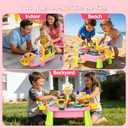 Water Table for Toddlers 1-3, Outdoor Toys for Kids Ages 4-8 with Pump, Kitchen Play Sink with Running Water, Fishing Toys Playset, Summer Outside Sand Water Sensory Activity Pool Toys Gifts, Pink