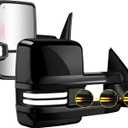 Painted Black Tow Mirror Switchback for 03-07 Chevy Silverado GMC Sierra, Large and Small