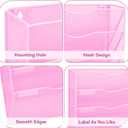 8 Pockets Mesh Wall File Holder Organizer Office Hanging File Folder Magazine Rack, Nametag Label Hooks Set Included (Pink)