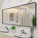 LOAAO 84x32 Inch Black Metal Framed Bathroom Mirror for Wall, Matte Black Bathroom Vanity Mirror Farmhouse, Large Rounded Rectangle Mirror, Anti-Rust, Tempered Glass, Hangs Horizontally or Vertically