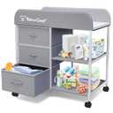G TALECO GEAR Baby Changing Table, Portable Changing Table, Diaper Changing Station with Waterproof Pad, Changing Table Dresser with 3 Storage Baskets, Mobile Nursery Organizer for Newborn Essentials