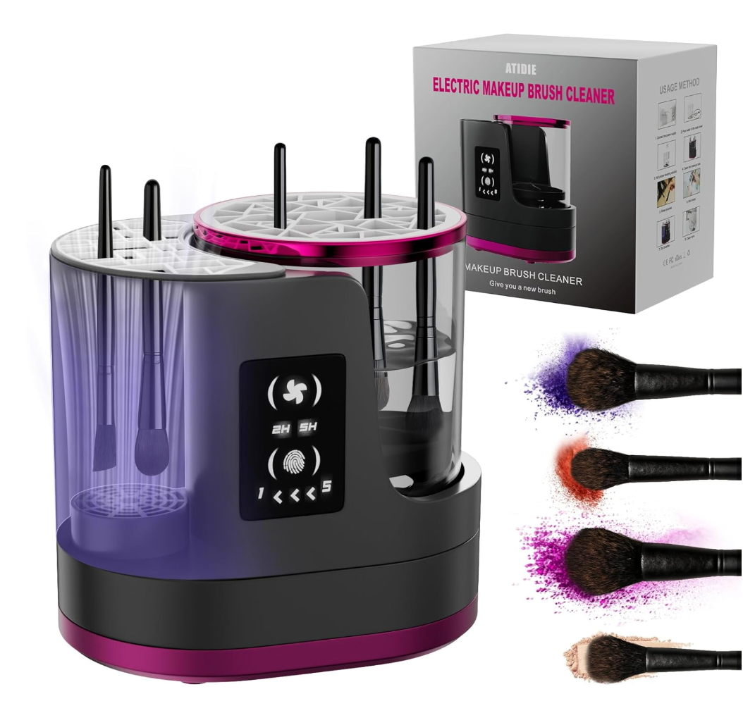 3 IN 1 Electric Makeup Brush Cleaner,Automatic Makeup Brush Cleaner with Makeup Brush Dryer,Portable USB Deep Cleaning for All Size Beauty Makeup Brush Set,Blush Brush (Grey)