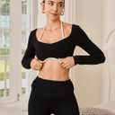Women's Workout Crop Tops Halter Long Sleeve Backless Padded Sports Bra Gym Yoga Top T Shirts (M)