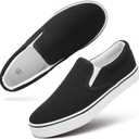 Women's Slip on Shoes Canvas Sneakers Loafers Non Slip Shoes Low Top Casual Shoes (8.5, Black)