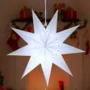 Kingdder 20 Inch Christmas Paper Star Lanterns Lampshade with White LED Light 9 Pointed Moroccan Hollow Out Stars Lantern Lamp Hanging Party Decor for Weddings Christmas Tree Birthday Party