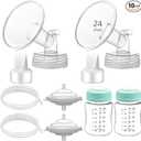 Momstouch Pump Parts Compatible with Spectra S1/S2/9 Plus, Not Original Accessories, Full Set Replacements Include 22mm Flange, Duckbill Valve, Backflow Protector, Tubing and Bottle