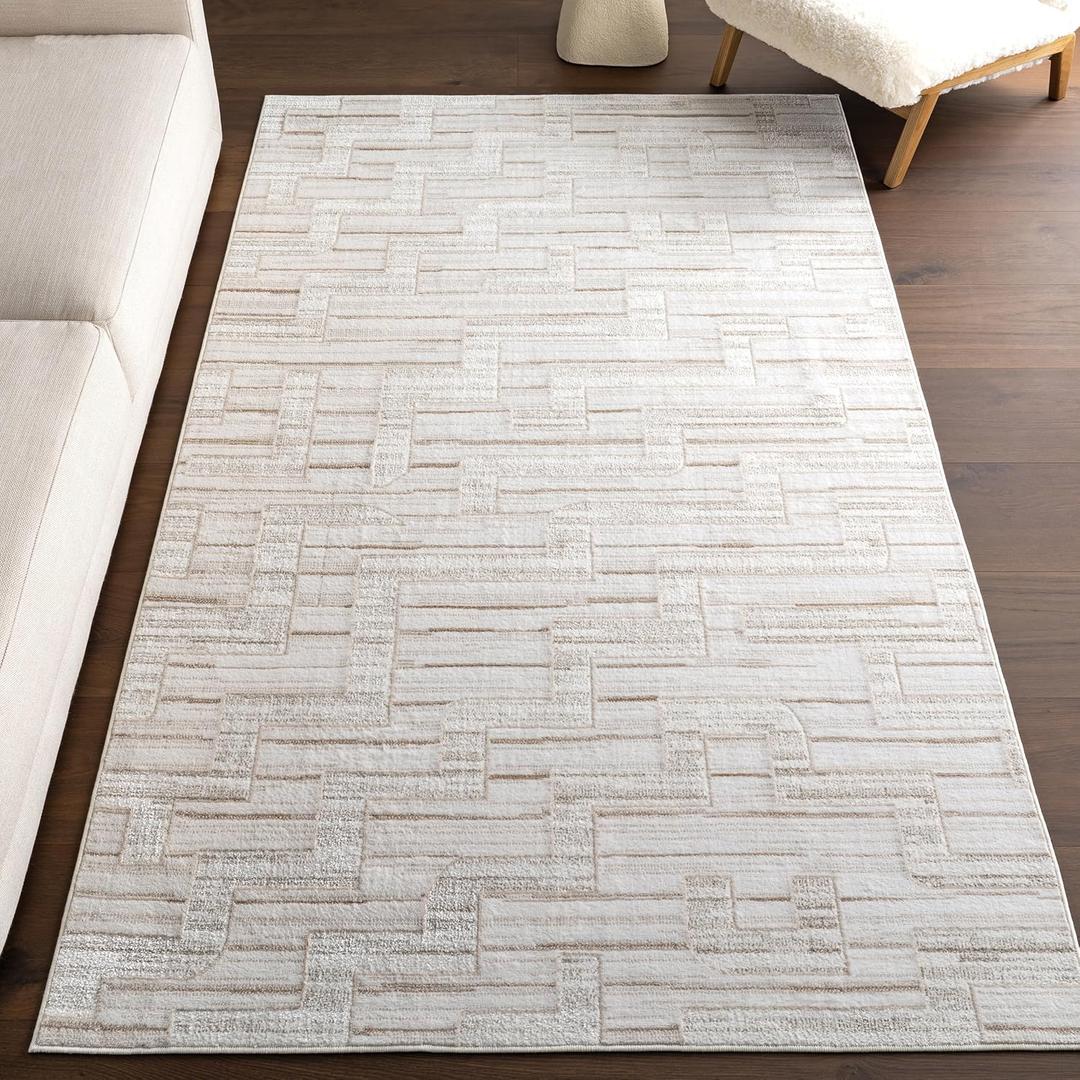 nuLOOM Cailin Geometric 2x8 Machine Washable Runner Rug for Living Room Bedroom Dining Room Entryway Hallway Kitchen, Ivory/Cream