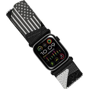 ULTIMAL Ultrawide for Apple Watch Band Ultra/Ultra2 49mm 46mm 45mm 44mm Ultra wide Sport Nylon Band for iWatch Series 10/9/8/7/6/5/4/SE/SE2 for Men Hollow Out Breathable watch band (Black USA Flag)