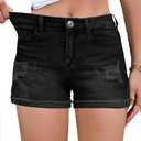 FEKOAFE Jean Shorts Womens 2025 Summer Denim Shorts for Women Comfy Stretchy Hot Shorts Rolled Up Distressed Jeans Black XX-Large