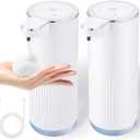 2 Pack Automatic Soap Dispenser Touchless, Rechargeable Foaming Hand Soap Dispenser, 4-Level Adjustable Foam for Bathroom Countertop, Electric (White)
