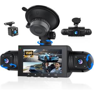 4 Channel 360Dash Cam Front and Rear Inside Left Right,3'' 1080P Dash Camera for Cars,Dash Camera Car Camera with Motion Detection,Loop Recording,G-Sensor,24 Parking Monitor