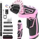 DuroFort Cordless Electric Screwdriver Set, 8V 10Nm Rechargeable Power Electric Drill, Battery Screw Gun with Driver Bit, 320RPM/10+1 Torque, 2 Position Handle, Flexible Shaft LED Light (Pink, 39Pcs) : Tools & Home Improvement