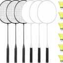 Badminton Rackets Set with 6 Shuttlecocks, Lightweight Badminton Set of 6 for Outdoor Backyard Games, Racquets with Durability for Beginners and Casual Players