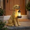 Garden Statues Dog Solar Hanging Light, Courtyard Resin Simulated Handicraft Dog Statue Ornament, Garden Yard Entrance Decoration.