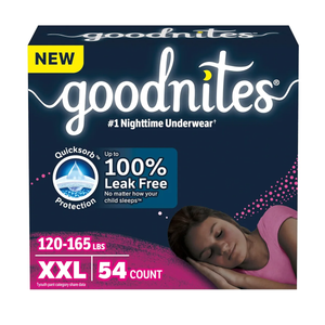 Goodnites Girls' Nighttime Underwear, Size XXL (120-165 lbs), 54 Ct, Packaging May Vary